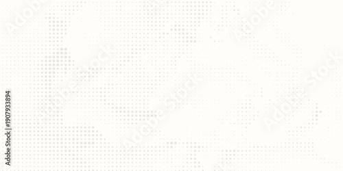 White wrinkled paper texture. Vector halftone pixelated manga background. Light beige neutral color dots bg. Grungy urban backdrop. Wide horizontal duotone banner. Crumpled punk collage template