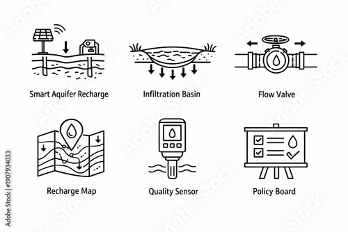 Diagram illustrating smart aquifer recharge and water management systems