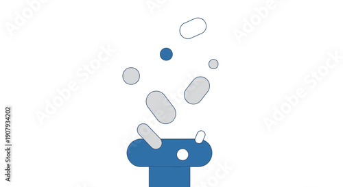 Blue mushroom with spores, vector illustration for icon or logo, isolated on transparent background, png
