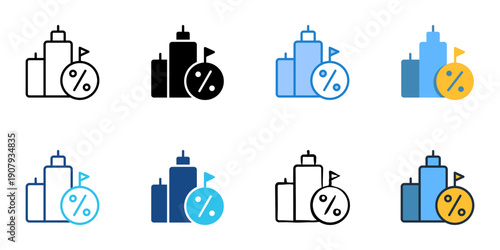 Corporate Tax icons set multiple style collection. Editable stroke 
