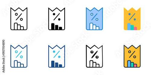 Tax Credits icons set multiple style collection. Editable stroke 
