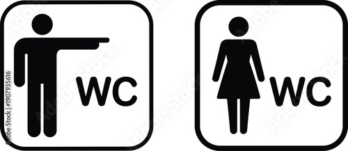 Male and female restroom WC sign icons isolated on white background, toilet bathroom symbol vector illustration