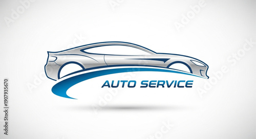 Modern Auto Service Logo Design with Sleek Car Silhouette.