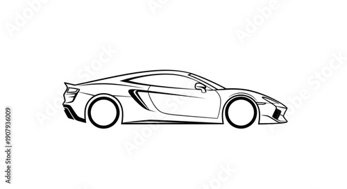 Luxury Sports Car Side View Illustration.