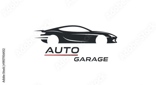 Modern Auto Garage Logo with Sleek Car Silhouette.