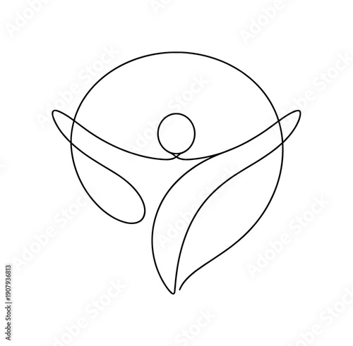 Sign Without Text. Minimalistic one-line drawing abstract human-centered symbol conveying meaning without language,