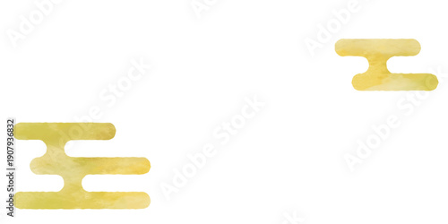 ゴールドの水彩のエ霞のイラストセット　ベクター　金色　和柄　和風　高級感　透過背景　透明　白背景　雲　かすみ