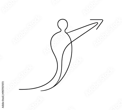 Orienting Mark. Minimalistic one-line drawing minimal symbol inspired by human presence acting as a quiet guide,