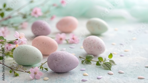 easter eggs in a nest