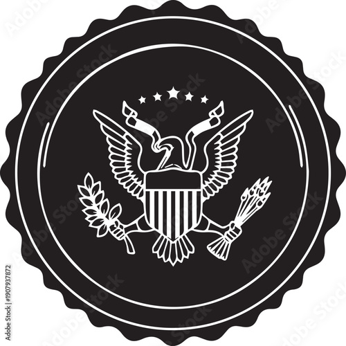 Great seal of united states eagle emblem silhouette vector badge for government documents