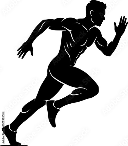 Dynamic Running Athlete Silhouette - Minimalist Sport and Fitness Motion Vector