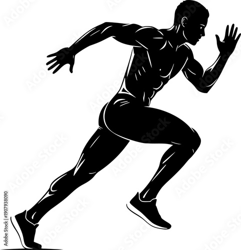Dynamic Running Athlete Silhouette - Minimalist Sport and Fitness Motion Vector