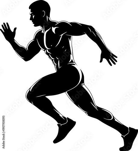 Dynamic Running Athlete Silhouette - Minimalist Sport and Fitness Motion Vector