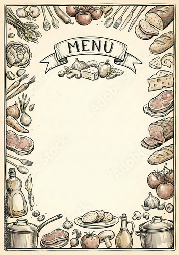 Hand-drawn menu for restaurant.