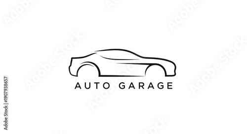 Modern Sports Car Silhouette Auto Garage Logo Design.