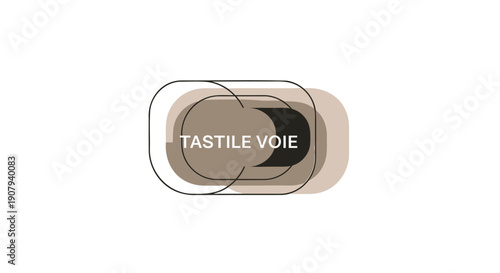 Vector badge with tactile voie text, metallic and beige colors, for logo or icon, Isolated on transparent background, png