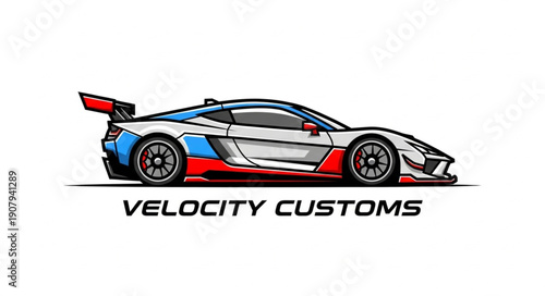 Modern Sports Car With Racing Livery.
