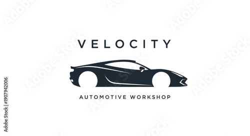 Modern Sports Car Silhouette Automotive Workshop Logo.