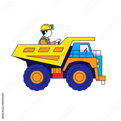 Massive mining truck driven by professional haulage operator