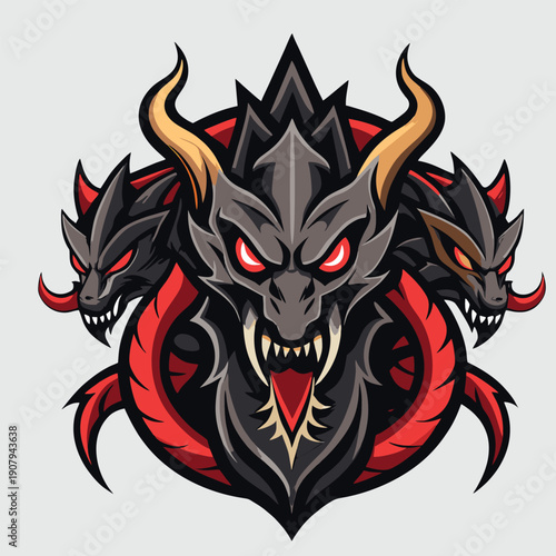 logo design vector icon mascot illustration character dark mystical hydra