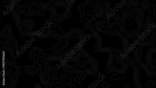 Black topographic contour map with faint gray lines for geography textbooks, educational presentations, cartography projects, and environmental reports.