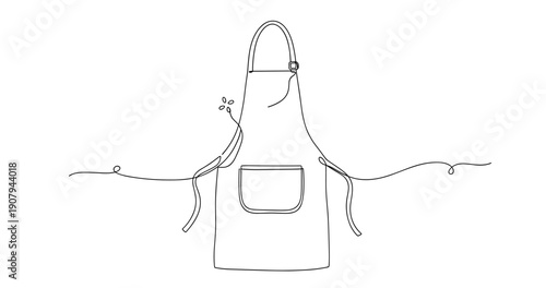 Simple line art of an apron with pocket and tied straps. None editable stroke