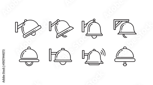 Set of Bell Icons, Different Styles, Line Art, Isolated