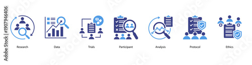 Clinical Research Foundation web banner featuring Research, Data, Trials, Participant, Analysis, Protocol, and Ethics.