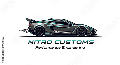 Performance Sports Car with Nitro Customs Logo.