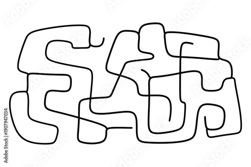 A complex puzzle with many interconnected paths and turns