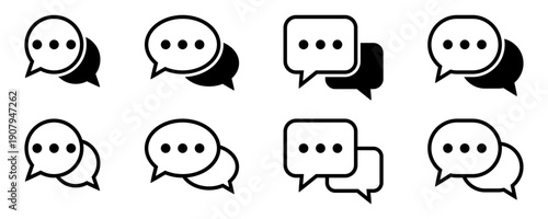 Chat Message and Speech Bubble Icons for Conversation, Messaging and Social Media Design
