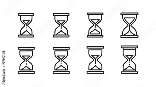 Hourglass Icons Collection, Time Measurement, Abstract Concept, Stock Media