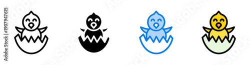 Chick icon set multiple style collection