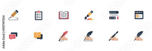 Modern note icons for business and education use