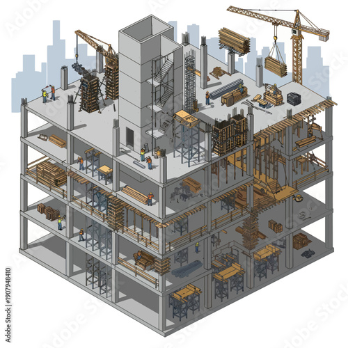 3D Model of Building Under Construction.