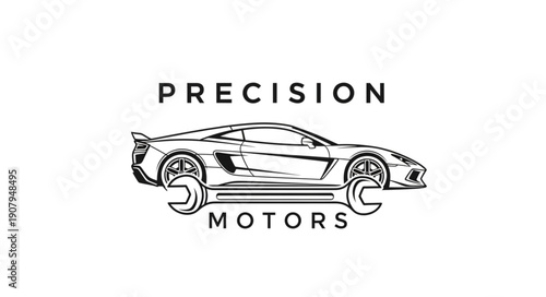Precision Motors Car Logo Design.