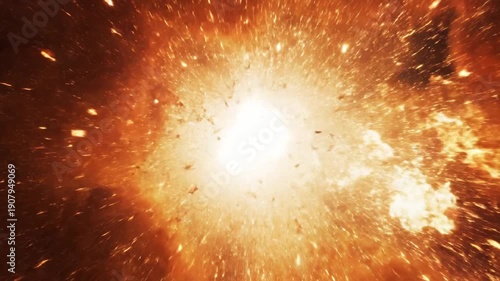 A swirling, fiery tornado-like explosion in space, with vibrant orange and red flames on a dark background, possibly used for dramatic or scientific visual effects