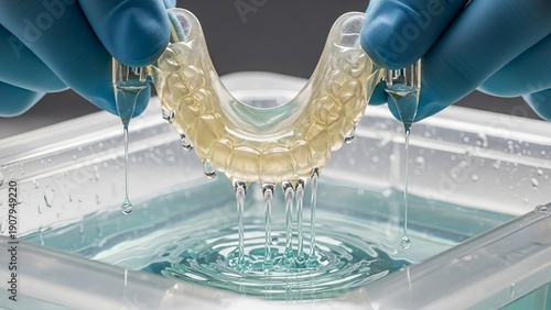 washing uncured resin from 3d printed dental aligner