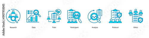 Clinical Research Foundation web banner featuring Research, Data, Trials, Participant, Analysis, Protocol, and Ethics.