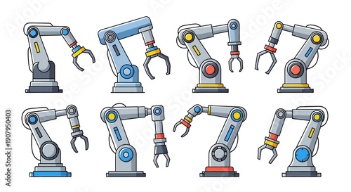 Collection of robotic arms in various industrial and technological applications