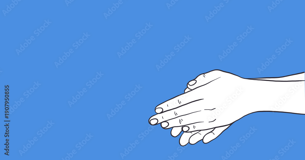 Obraz premium Covid-19 cells disappearing after using washing hands against blue background