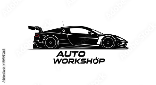 Racing Car Auto Workshop Illustration.