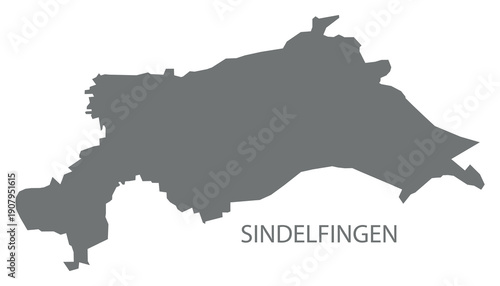 Sindelfingen city map with boroughs grey illustration silhouette shape