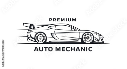 Premium Auto Mechanic Sports Car Illustration.