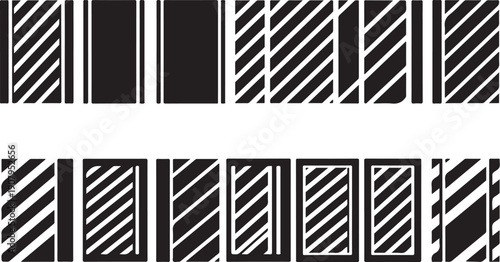 Geometric pattern of black and white stripes and rectangles