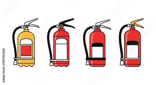 Fire Extinguisher color line art modern style