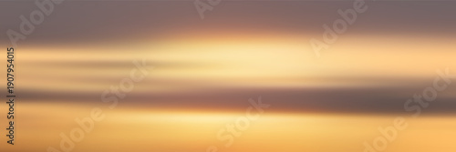 Panoramic view of the sunset sky, picturesque layered clouds, natural background, vector design