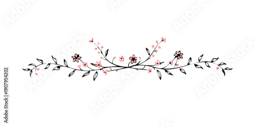 Delicate floral arrangement with pink and white blossoms on a white background