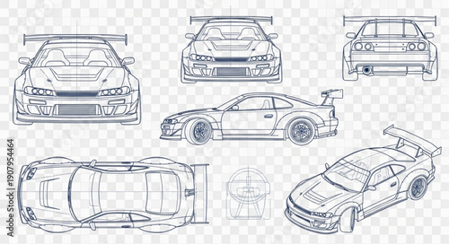 Racing Car Technical Drawings.