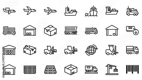 Collection of Logistics and Transportation Icons.